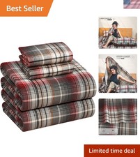 Luxurious 100 Cotton Flannel Queen Sheets Set - Breathable  Soft - Hallowee...