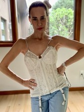 Hand Dyed 970s Corset 34D - Vintage Corset Hand Dyed Grey / Silver - Girdle