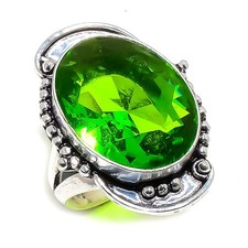 Peridot Gemstone 925 Sterling Silver Ring Size 8 o782