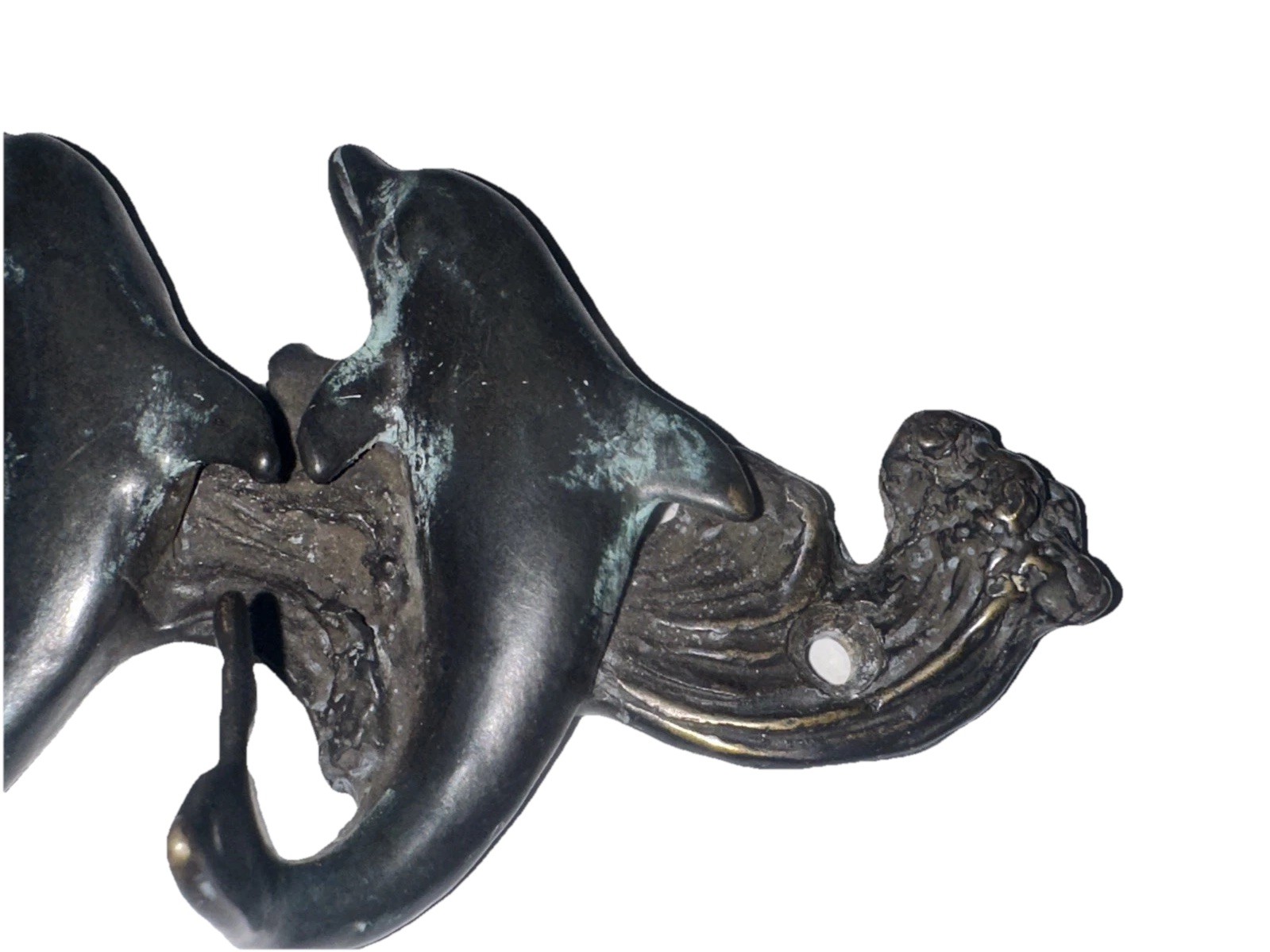 VTG 5 dolphins Bronze Tone Metal Rack  Key Jewelry Holder Wall Mount