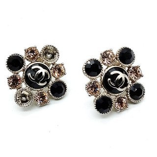 Chanel Earring Black Silver 08C 4002904