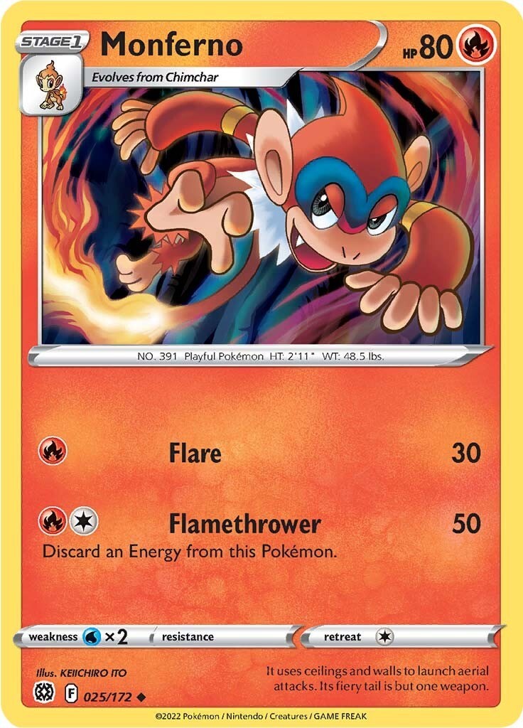 MP Reverse Holofoil - Monferno SWSH09 - 025/172 SWSH09: Brilliant Stars