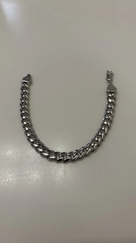 Brazalete de cadena de eslabones cubanos Miami - Plata de ley 925 - 8 mm - Elegante cierre 22,5 g Foto 4 de 4