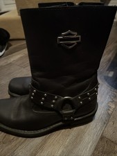 Harley Davidson Studded Harness Black Leather Motorcycle Boots 8