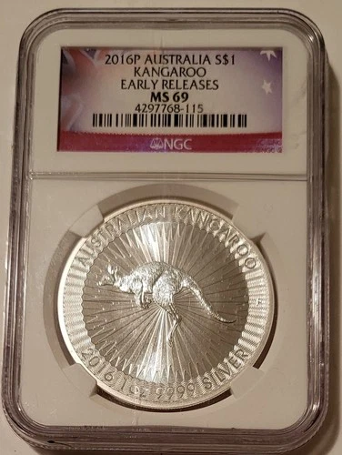 Australia 2016 P 1 oz Silver Dollar Kangaroo MS69 NGC Early Releases Red Label