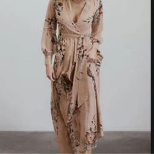 Baltic Born Lydia Long Sleeve Maxi Dress Boho Floral Tie Waist XXXL