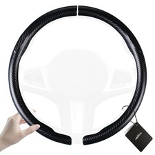 Carbon Fiber Steering Wheel Cover 2 Piece Non-Slip Clip on Steering Wheel Cov...