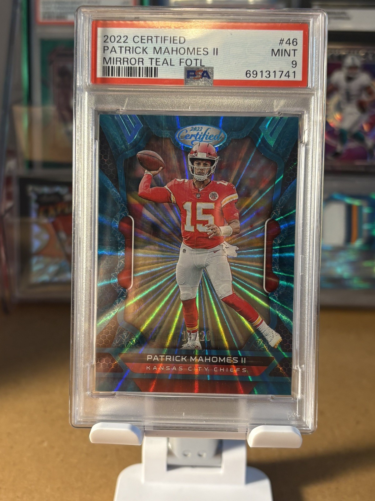 2022 Certified FOTL FOTL Mirror Teal /20 Patrick Mahomes II #46 PSA 9 MINT