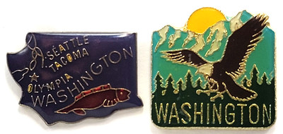 Washington State Map Souvenir Pins Lot 2 Seattle Tacoma Olympia Eagle Mountain