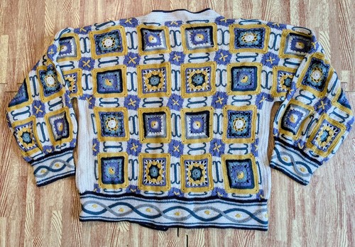 Cárdigan Suéter Peruvian Connection Crochet Granny Cuadrado Algodón Pima Talla S - Imagen 5 de 8