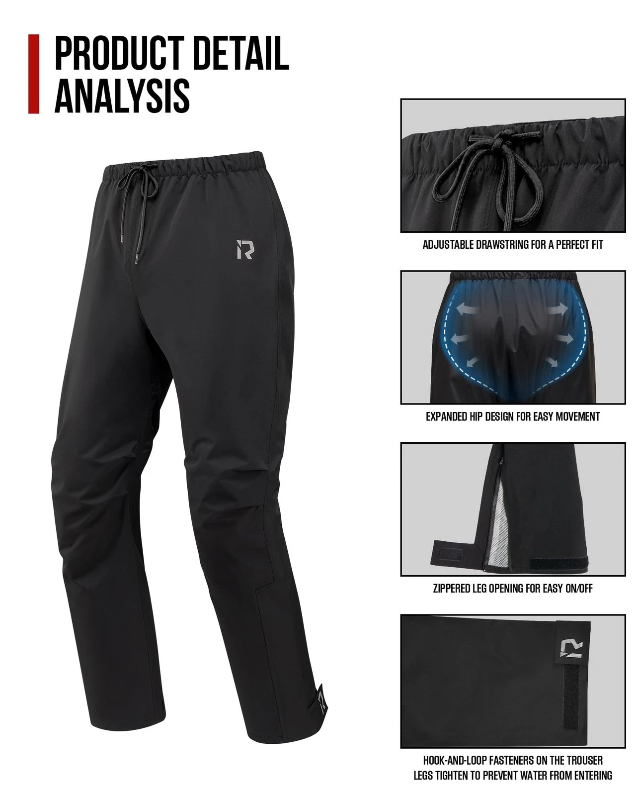 RIDEIRON Motorcycle Rain Gear for Men & Women, Waterproof Rain Suit image 5