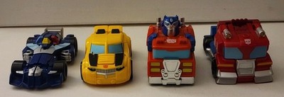 Transformers Rescue Bot Academy Optimus, Bumblebee, Whirl & Pull Back Optimus 