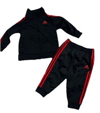 Adidas Tracksuit Baby Boys 12M Black Red Originals 2 Piece Jacket Pants Set