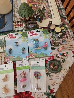 Lot Of 17 Includes 5 Tiny Treasures Woodland Fairy Tale & 12 Fairy Garden Items