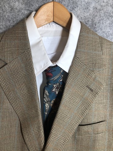 Oscar De La Renta Blazer Men 40S Brown Silk Wool Plaid Sport Coat Jacket Classic