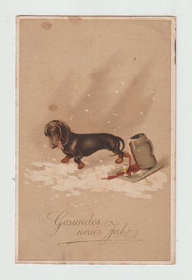 Hund. Dackel . Frohes neues Jahr. CPA 7464