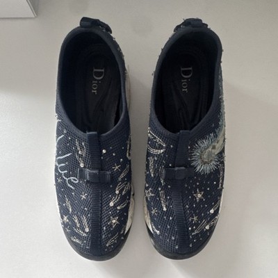 Vintage Dior Fusion  I Feel Blue   Navy Star Embroidered Slip On Sneakers
