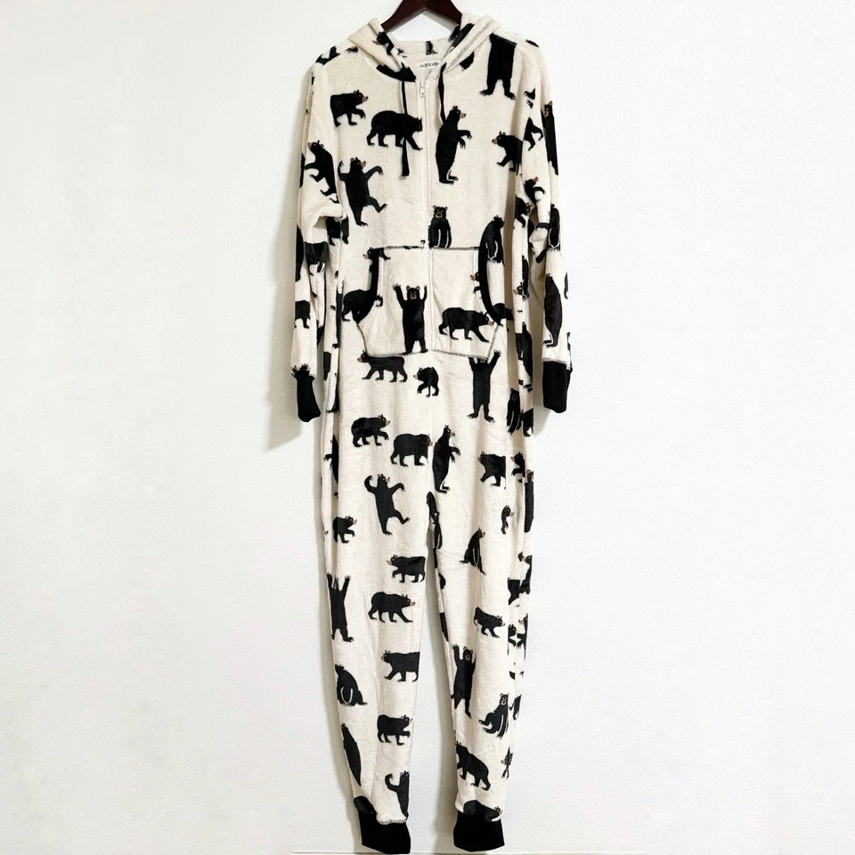 Mono Hatley Little Blue House Black Bears Cabin polar con capucha unisex talla XL Foto 2 de 4