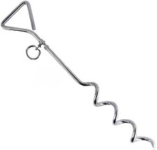 18" Dog Spiral Tie-Out Heavy Duty Ground Anchor Screw Swivel Ring Stake Used
