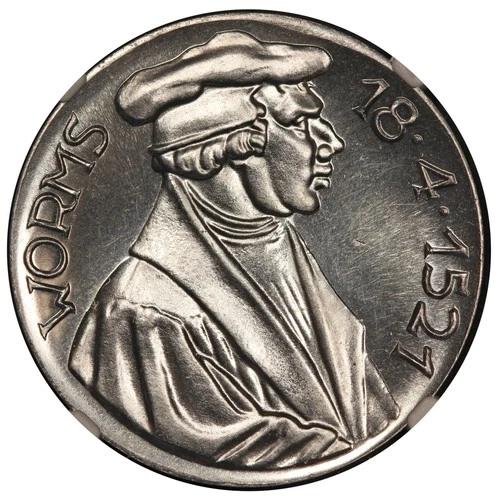 1921 Germany Nuremberg Worms Reformation 400th Ann. Aluminum Medal - NGC MS 65