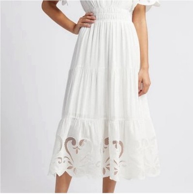 Zoe And Claire Large Women s Short Sleeve White Lace Maxi Dress Synched Waist