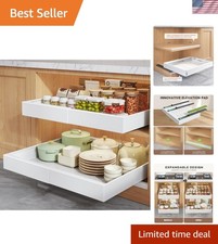 2 Pack Pull Out Cabinet Organizers 21"Deep with Raising Pad for Framed Cabine...