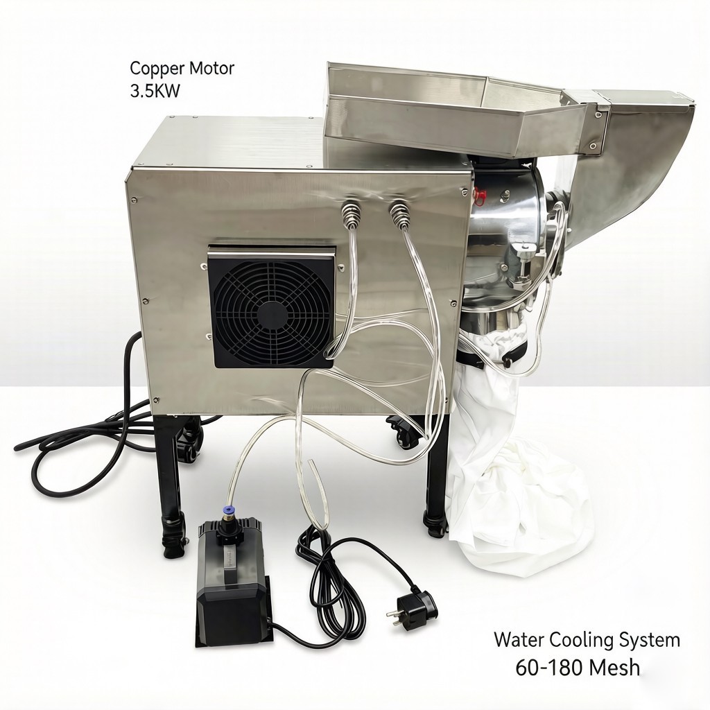 Stainless Steel Water-Cooled Pulverizer Grinder 3.5KW 220V Continuous Feeding