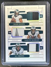 2025 National Treasures Jalen Hurts A.J. Brown Saquon Barkley Patch Silver #/25