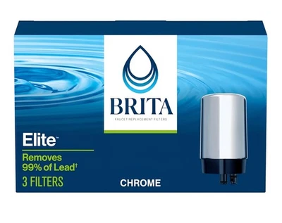 Brita Faucet Mount System Replacement Elite Filter 3 Filters Chrome