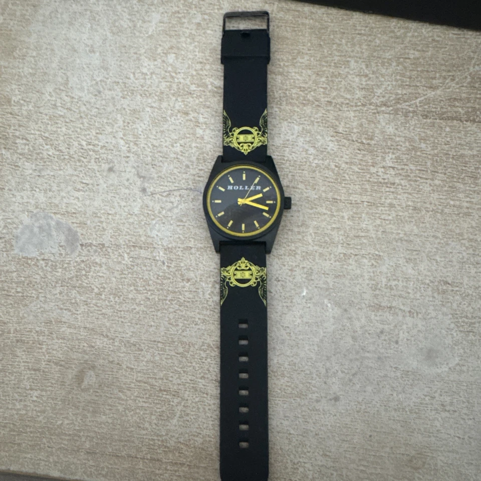Montre Holler Homme Quartz Noir & Jaune – Bracelet Silicone Design Original - Photo 1/2