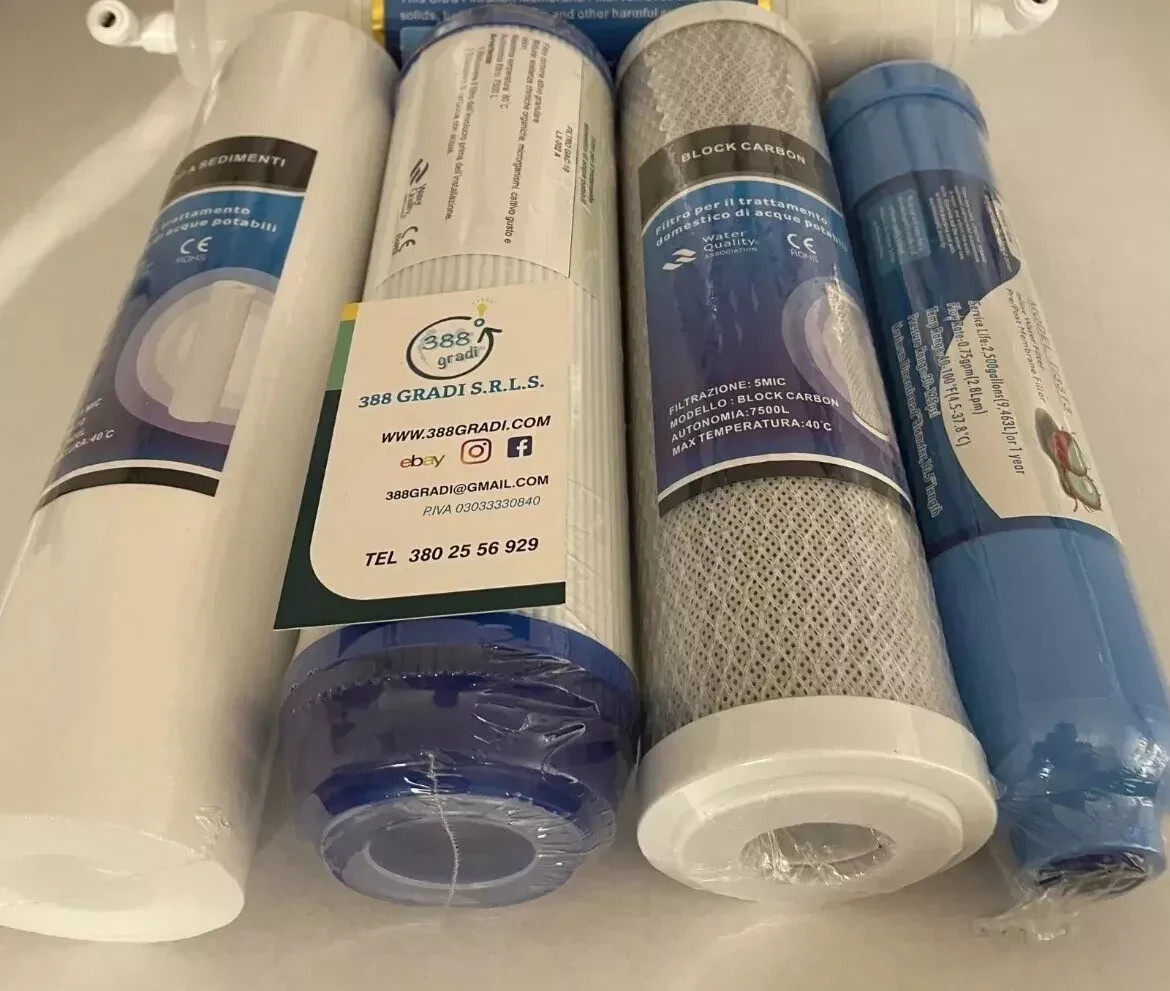 Set Ricambio 4 Pezzi Filtri Acqua Osmosi Inversa Compatibilità Universale