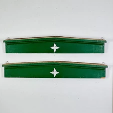 Antique Pair of Architectural Salvage Wall Decorative Wood Pediment In Green
