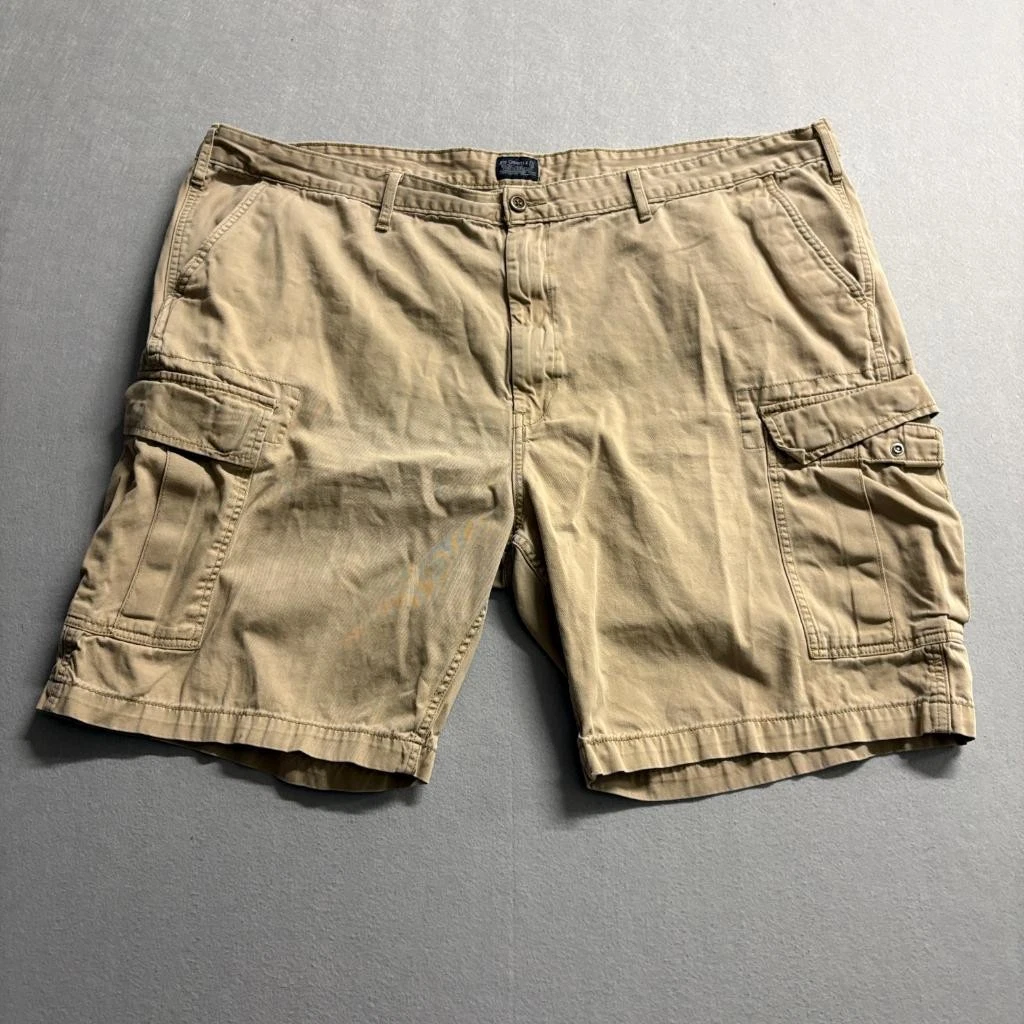 Levi Strauss Co Mens Cargo Shorts Size 48 Tan Khaki Cotton Twill Multi Pocket
