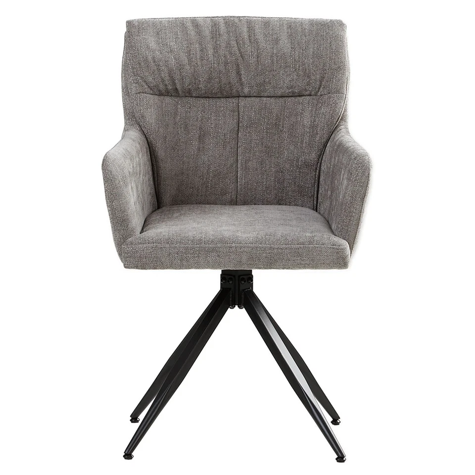 Chaise Salle à Manger Bureau Bistrot 4 Fauteuils Pivotant Tissu Gris Homestyle4u - Photo 4/4