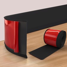 Vinyl Wall Base, 4 Inch(W) x 20 Feet(L) Flexible Baseboard 4in x 20ft, Black