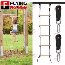 Children Climbing Rope Ladder Wooden Swing Kids Indoor Outdoor Tree Playground R