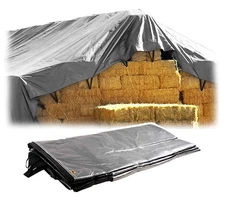 Heavy Duty 8oz Hay Tarps Silver Black 14.5 mi