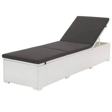 VidaXL Sun Lounger With Cushion Poly Rattan White - 76.8 X 23.6 X (12.2 - 26.8 )