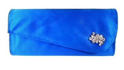 Benjamin Adams Clutch Bag Blue Rhinestone Satin Prom 60s Evening Purse Vtg READ