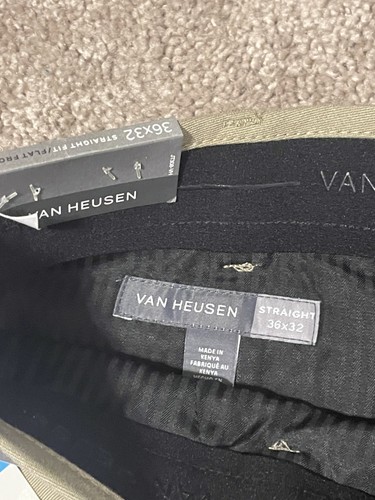 Pantalone Van Heusen uomo 36x32 kaki Air Max-Flex vita vestibilità dritta nuovo - Foto 4 di 5