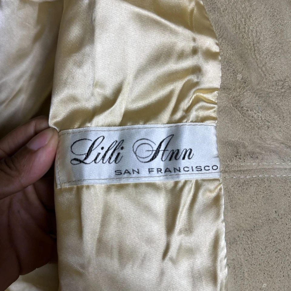 VTG Lilli Ann Faux Fur Trench Belt Rope Coat Jacket Women OS England Made 90s - Image 4 of 4