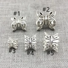 925 Sterling Silver Double Bead Caps Rondelle Spacer Bead Cones for Bracelet