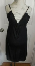 NWOT SOFT STRETCHY JET BLACK w/LACE GILLIGAN O'MALLEY WOMEN'S NIGHTGOWN SIZE XSM