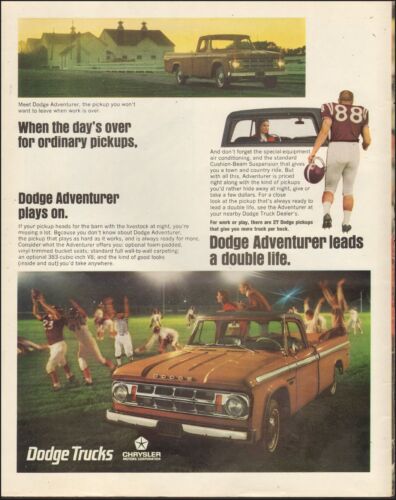 1967 Vintage ad Dodge Trucks Chrysler`retro Brown Football 080718 - Picture 1 of 1