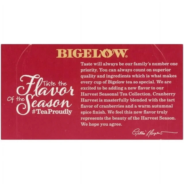 Bigelow Cranberry Harvest, Caffeine Free Herbal Tea Bags, 18 Count eBay