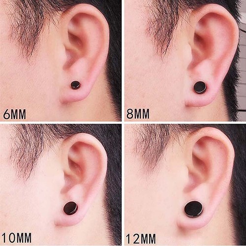 Mens Punk Magnet Magnetic Ear Stud Set Hiphop Non Piercing Earrings Pop Earrings - Picture 3 of 13