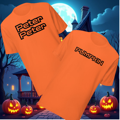 Peter Pumpkin Eater Couples Costume 2 Couple T-Shirts Easy Orange Halloween Tee