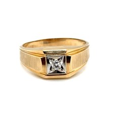 10KT YELLOW GOLD .10CT MEN'S DIAMOND BRUSHED/POLISHED BAND SIZE 11.75, 4.6 GRAMS