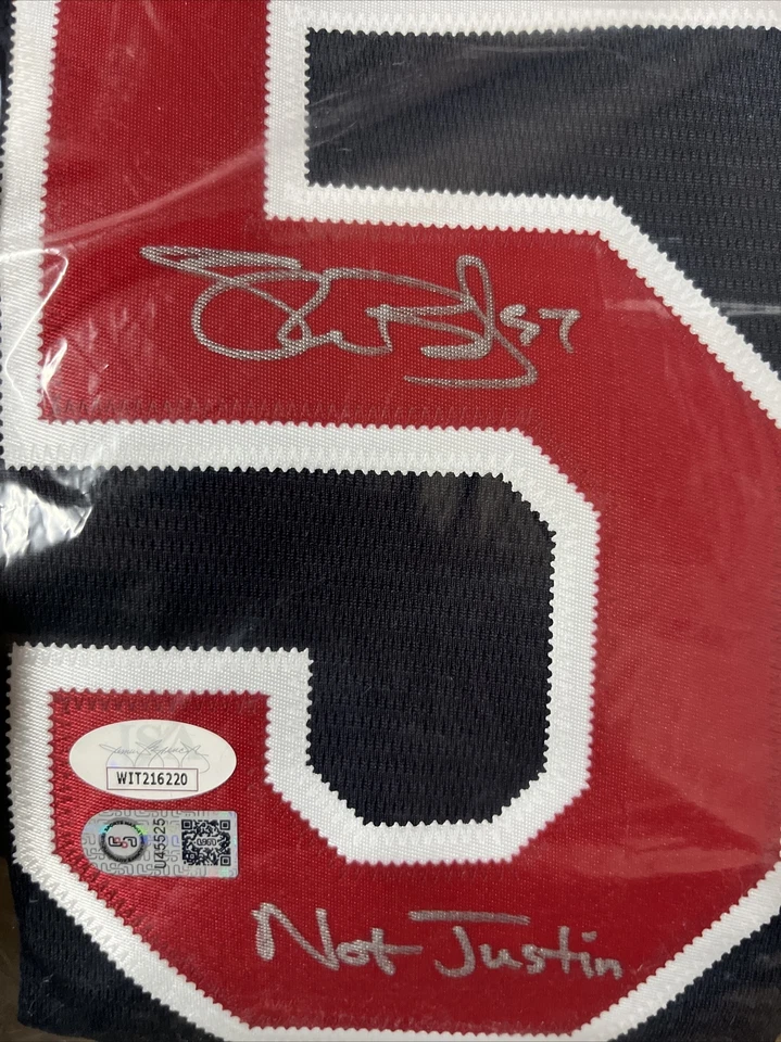 Shane Bieber Auto Jersey JSA “Not Justin” & 2020 MLB AL Cy Young + Triple Crown - Image 4 of 4