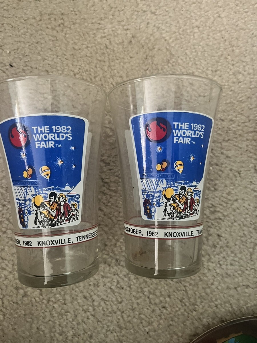 2) 1982 World Fair McDonalds Commemorative Glass Cup Knoxville